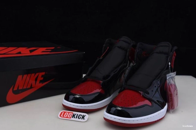 Cheap MAX Bred 555088-063 Air Jordan 1 Patent High OG 0629